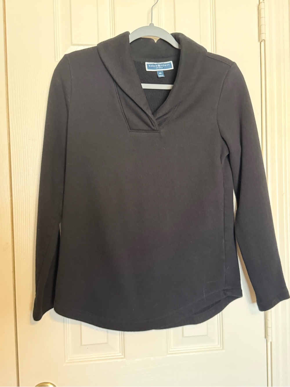 Karen Scott Black Shawl-Collar Pullover Sweater